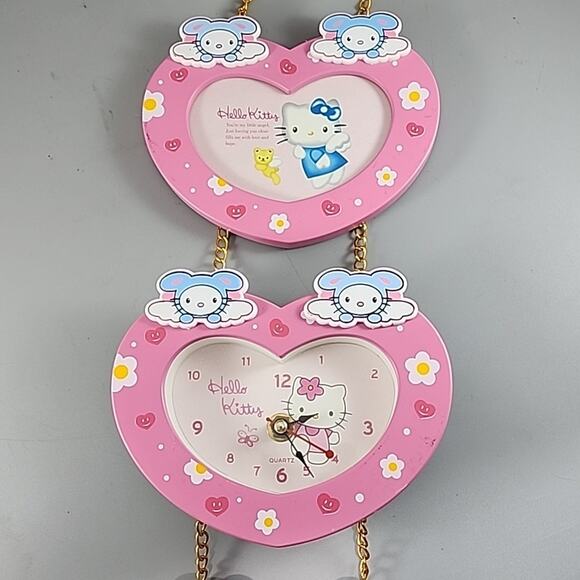 Hello Kitty for You Battery Hanging Wall Clock w/ Photo Frames - Vintage - Picture 3 of 8